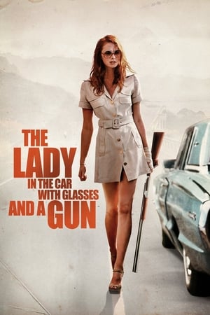 Hölgy az autóban szemüvegben és puskával poszter